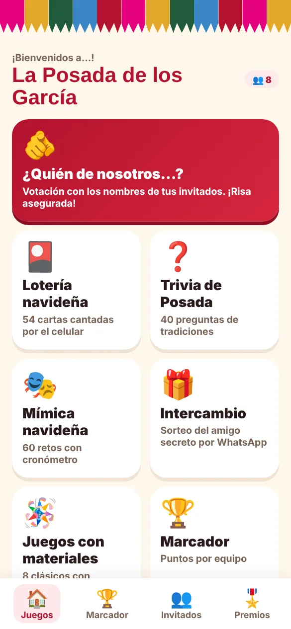 Pantalla principal de la app Posada Lista